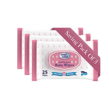 Baby Wipes Travel Pack 25's Pack of 3
