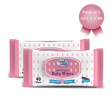 Baby Wipes with Lid 40's Pack of 2
