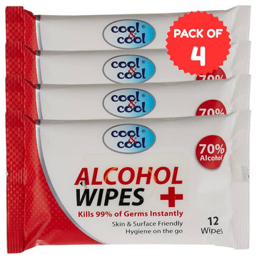 Alcohol Wipes 12 Sheets Pack of 4