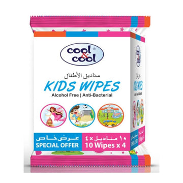 Anti Bacterial Kids Wipes 10 Sheets Pack of 4