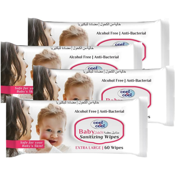 Baby Sanitizing Wipes Extra Large 60's Pack Of 4