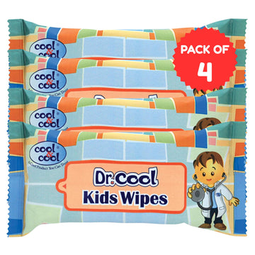 Doctor Cool Kids Wipes 10 Sheets Pack of 4