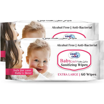 Baby Sanitizing Wipes Extra Large 60's Pack Of 2