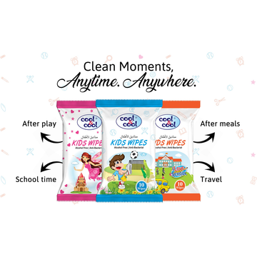 Anti Bacterial Kids Wipes 10 Sheets Single Pack