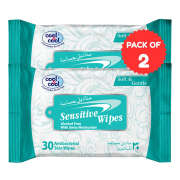 Travelling Wipes Sensitive 30 Sheets Pack of 2