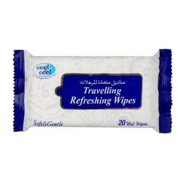 Travelling Wipes Blue 20 Sheets Single Pack
