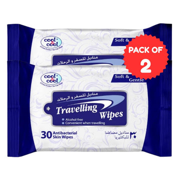 Travelling Wipes Blue 30 Sheets Pack of 2