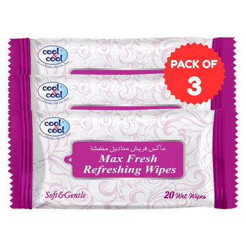 Travelling Wipes Max Fresh 20 Sheets Pack Of 3