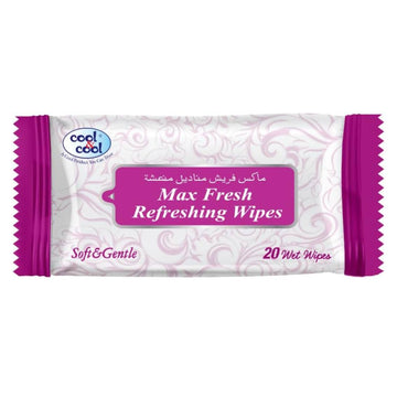 Travelling Wipes Max Fresh 20 Sheets Single Pack