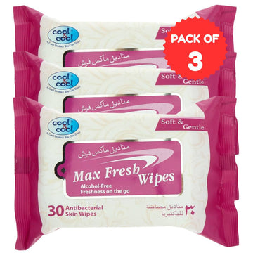 Travelling Wipes Max Fresh 30 Sheets Pack Of 3