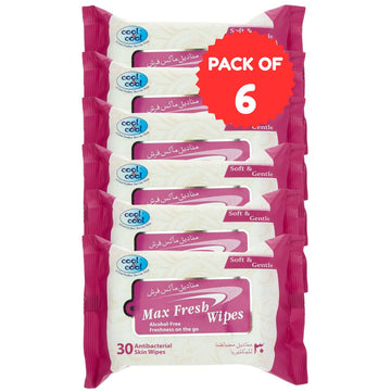 Travelling Wipes Max Fresh 30 Sheets Pack Of 6