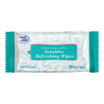 Travelling Wipes Sensitive 20 Sheets Single Pack