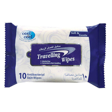 Travelling Wipes Blue 10 Sheets Single Pack