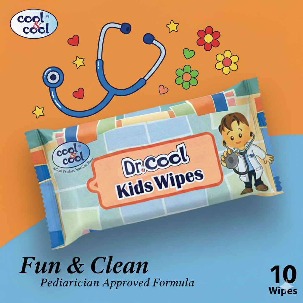 Doctor Cool Kids Wipes 10 Sheets Single Pack